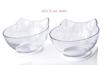 New Inclined Food Cat Ear Oblique Mouth Transparent Single Pet Bowl