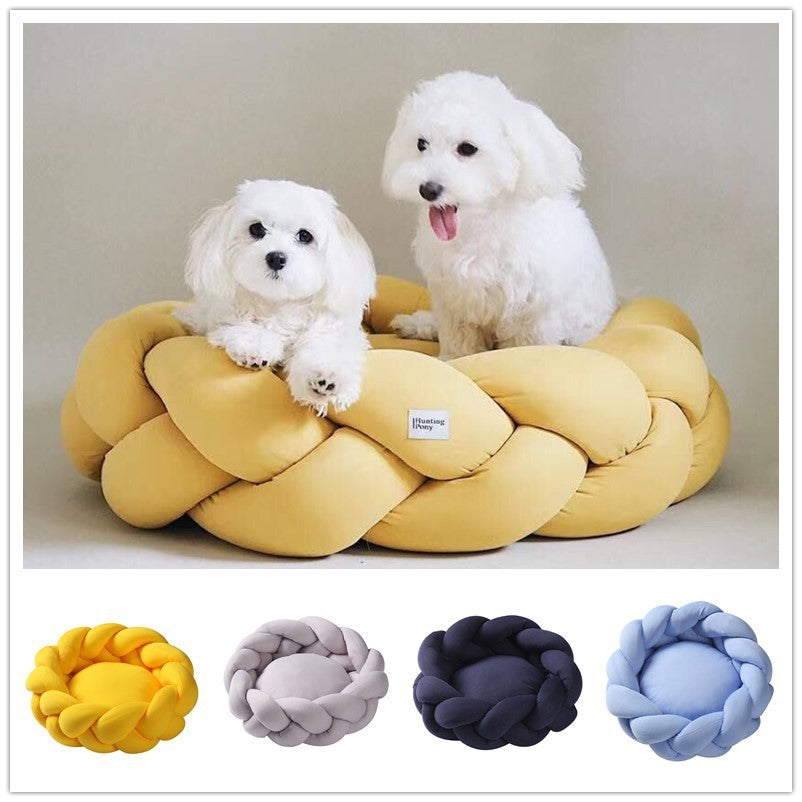 New DIY Hand-woven Creative Thick Suede Cloth Line Pet Nest